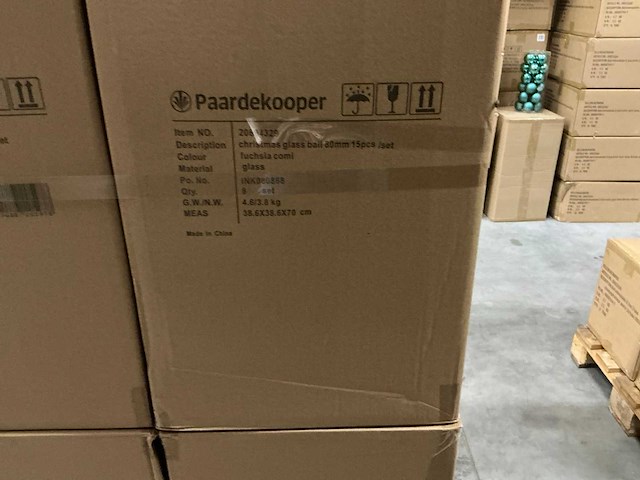 Partij diverse glazen kerstballen 80mm 15/tube (96 tubes) - afbeelding 16 van  17