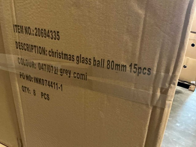 Partij diverse glazen kerstballen 80mm 15/tube (96 tubes) - afbeelding 2 van  18