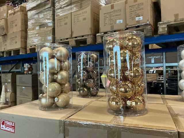 Partij diverse glazen kerstballen 80mm 15/tube (96 tubes) - afbeelding 6 van  18