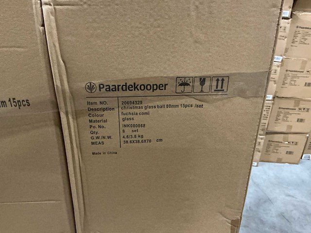 Partij diverse glazen kerstballen 80mm 15/tube (96 tubes) - afbeelding 2 van  10