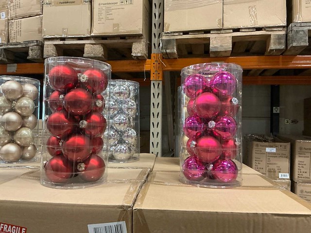 Partij diverse glazen kerstballen 80mm 15/tube (96 tubes) - afbeelding 3 van  10