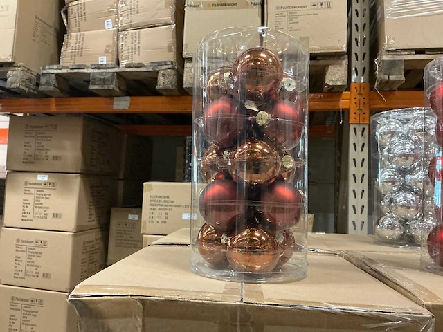 Partij diverse glazen kerstballen 80mm 15/tube (96 tubes) - afbeelding 4 van  10