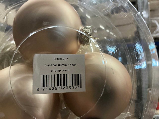 Partij diverse glazen kerstballen 80mm 15/tube (96 tubes) - afbeelding 14 van  20