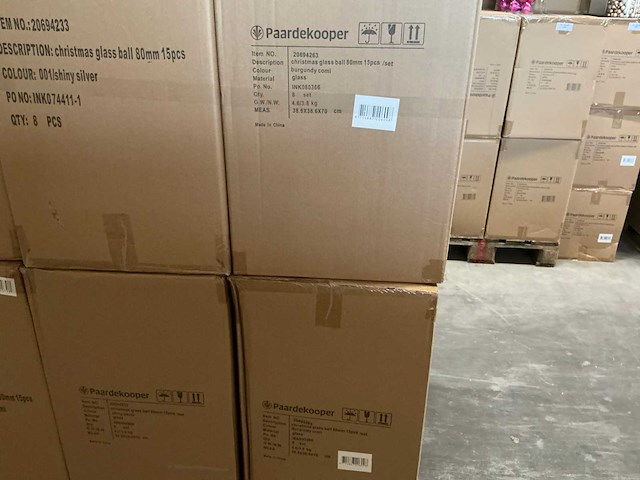 Partij diverse glazen kerstballen 80mm 15/tube (96 tubes) - afbeelding 2 van  8