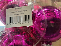 Partij diverse glazen kerstballen 80mm 15/tube (96 tubes) - afbeelding 6 van  8