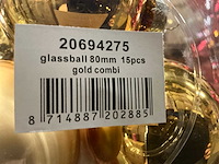 Partij diverse glazen kerstballen 80mm 15/tube (96 tubes) - afbeelding 7 van  8