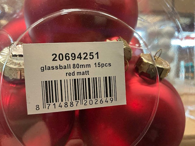 Partij diverse glazen kerstballen 80mm 15/tube (96 tubes) - afbeelding 3 van  20
