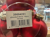 Partij diverse glazen kerstballen 80mm 15/tube (96 tubes) - afbeelding 3 van  20