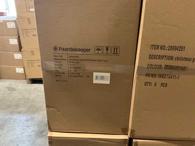 Partij diverse glazen kerstballen 80mm 15/tube (96 tubes) - afbeelding 7 van  20