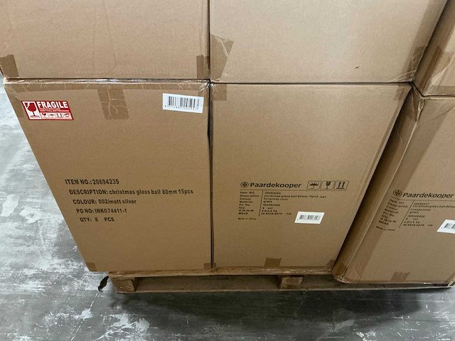 Partij diverse glazen kerstballen 80mm 15/tube (96 tubes) - afbeelding 10 van  20