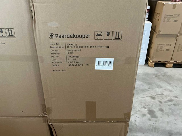 Partij diverse glazen kerstballen 80mm 15/tube (96 tubes) - afbeelding 11 van  20