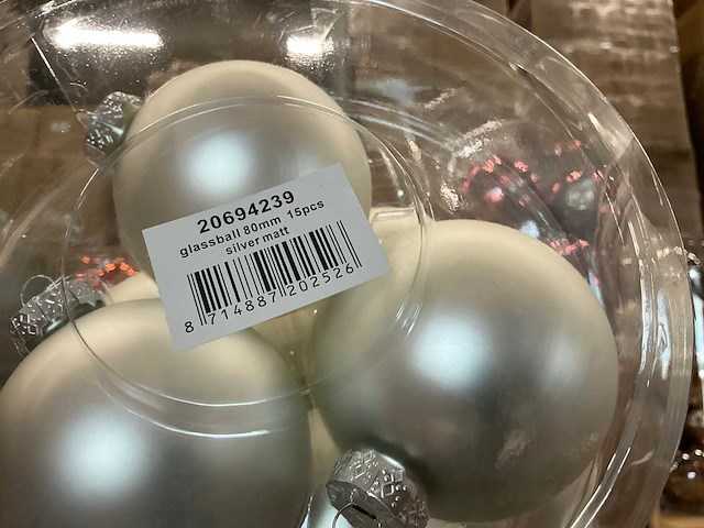 Partij diverse glazen kerstballen 80mm 15/tube (96 tubes) - afbeelding 20 van  20