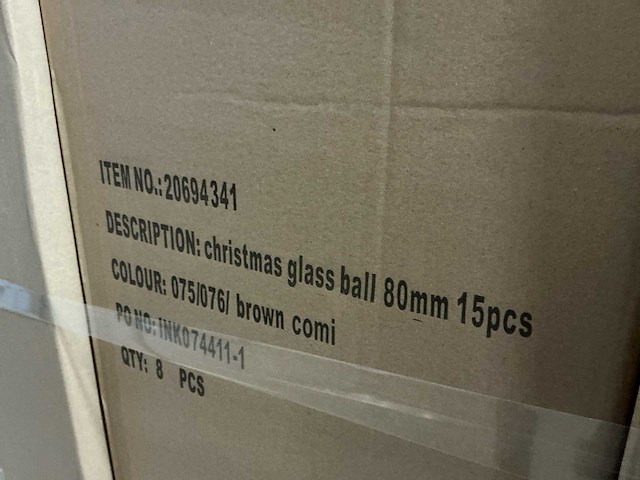 Partij diverse glazen kerstballen 80mm 15/tube (96 tubes) - afbeelding 3 van  16