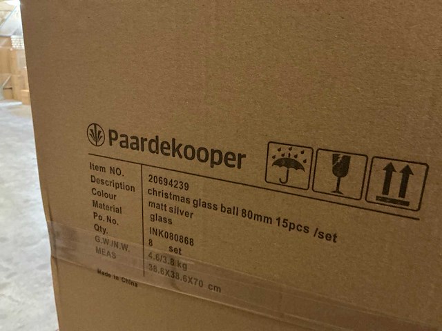 Partij diverse glazen kerstballen 80mm 15/tube (96 tubes) - afbeelding 4 van  16
