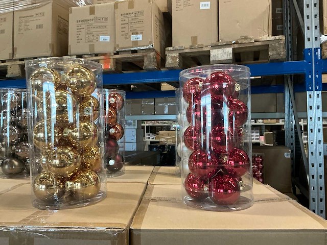 Partij diverse glazen kerstballen 80mm 15/tube (96 tubes) - afbeelding 5 van  16