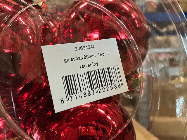 Partij diverse glazen kerstballen 80mm 15/tube (96 tubes) - afbeelding 7 van  16