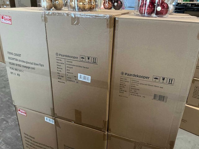 Partij diverse glazen kerstballen 80mm 15/tube (96 tubes) - afbeelding 10 van  16