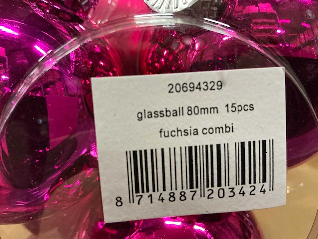 Partij diverse glazen kerstballen 80mm 15/tube (96 tubes) - afbeelding 12 van  20