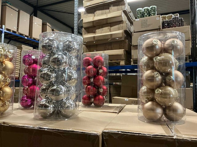 Partij diverse glazen kerstballen 80mm 15/tube (96 tubes) - afbeelding 4 van  11
