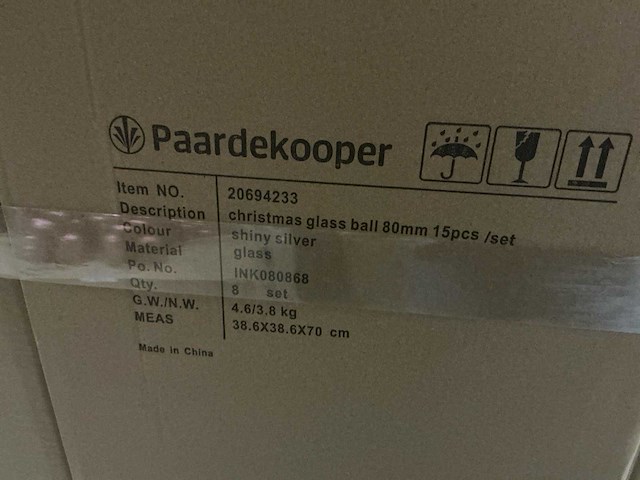 Partij diverse glazen kerstballen 80mm 15/tube (96 tubes) - afbeelding 8 van  11