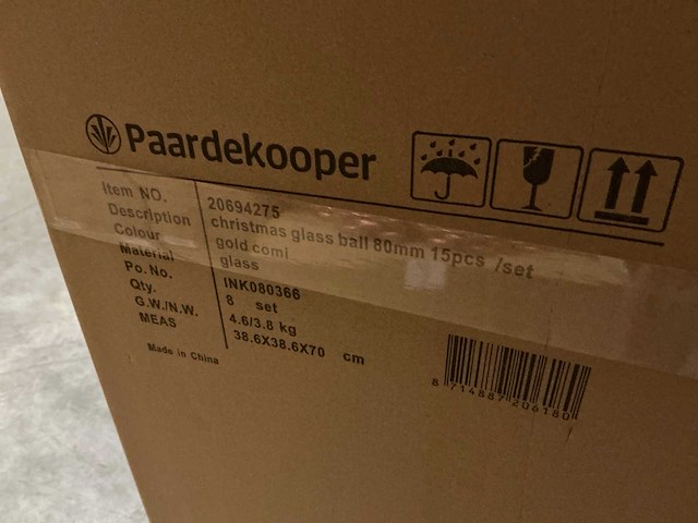 Partij diverse glazen kerstballen 80mm 15/tube (96 tubes) - afbeelding 9 van  11