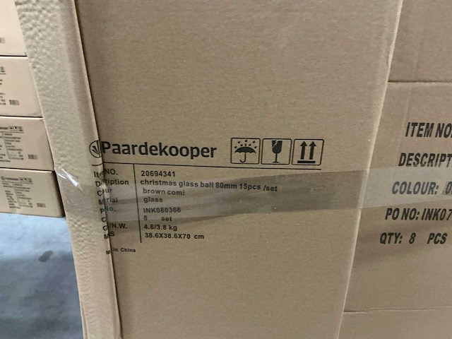 Partij diverse glazen kerstballen 80mm 15/tube (96 tubes) - afbeelding 11 van  11