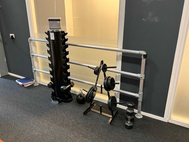 Partij diverse halters, dumbbells en rekken - afbeelding 2 van  5