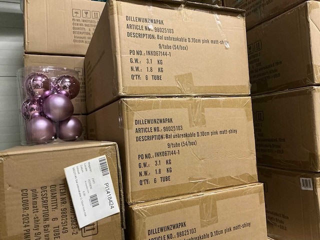 Partij diverse kerstballen unbreakable&seamless d10cm 9/tube (50 tubes) - afbeelding 6 van  7