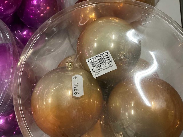 Partij diverse kerstballen unbreakable&seamless d10cm 9/tube (66 tubes) - afbeelding 6 van  15