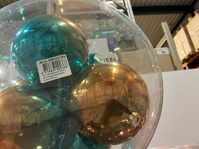 Partij diverse kerstballen unbreakable&seamless d10cm 9/tube (77 tubes) - afbeelding 10 van  11