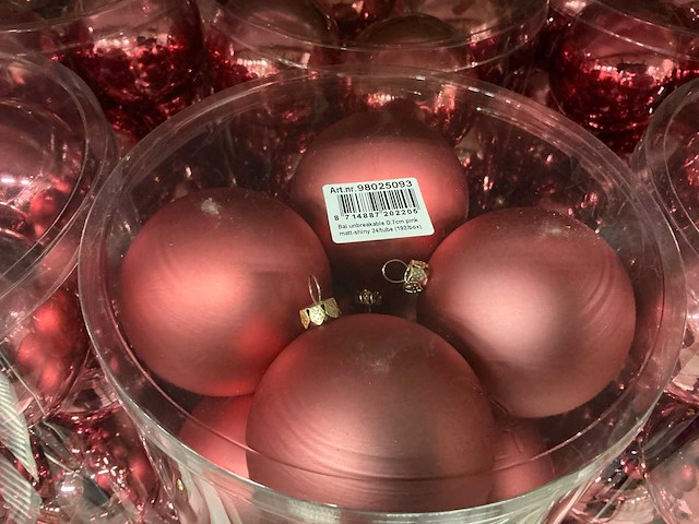 Partij diverse kerstballen unbreakable&seamless d7cm 24/tube (25 tubes) - afbeelding 8 van  10