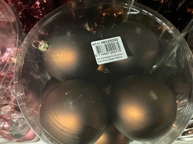 Partij diverse kerstballen unbreakable&seamless d7cm 24/tube (25 tubes) - afbeelding 9 van  10