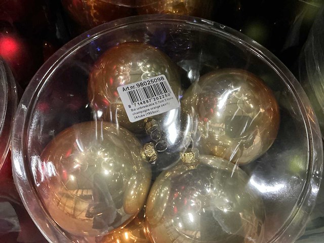 Partij diverse kerstballen unbreakable&seamless d7cm 24/tube (56 tubes) - afbeelding 5 van  6