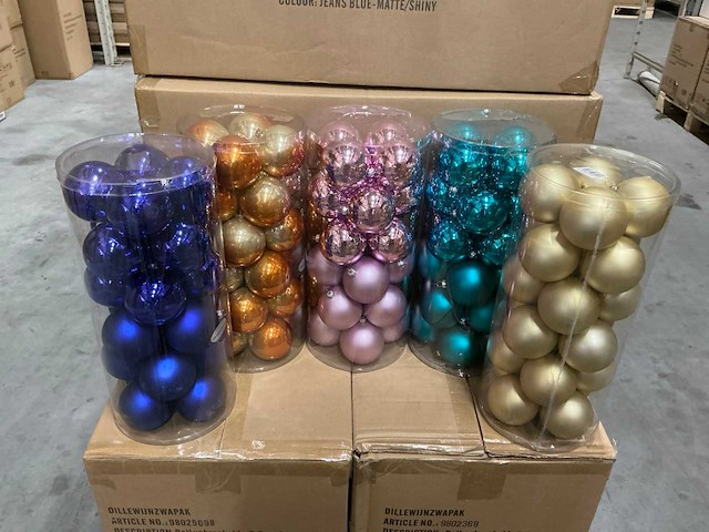 Partij diverse kerstballen unbreakable&seamless d7cm 24/tube (64 tubes) - afbeelding 1 van  7
