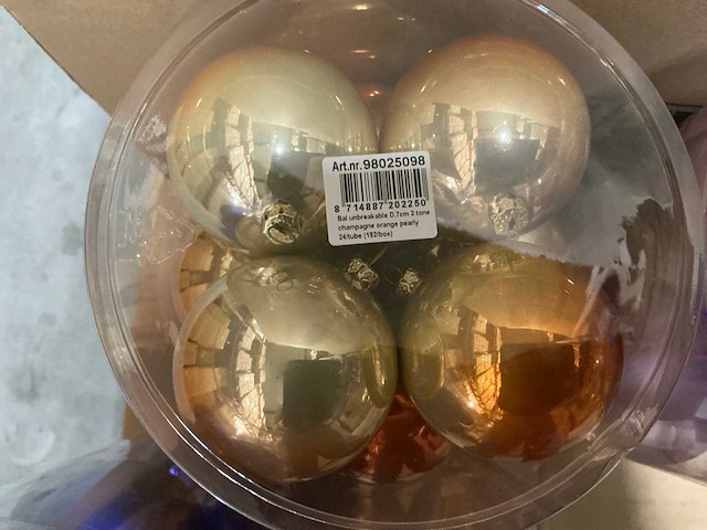 Partij diverse kerstballen unbreakable&seamless d7cm 24/tube (64 tubes) - afbeelding 4 van  9