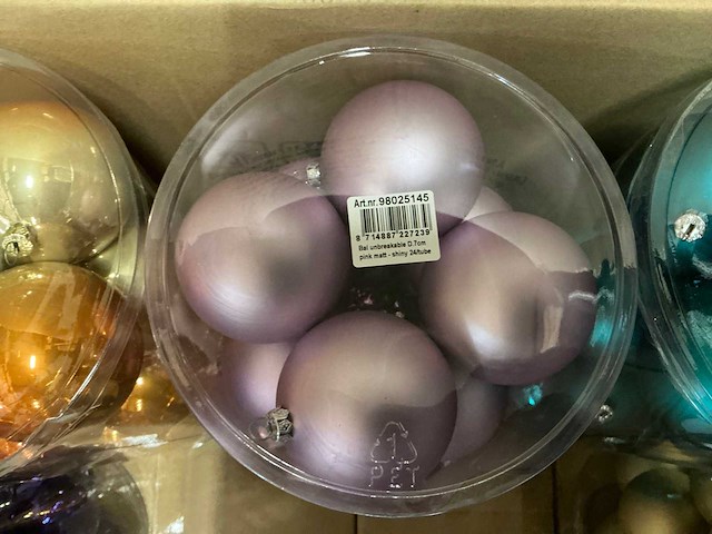Partij diverse kerstballen unbreakable&seamless d7cm 24/tube (64 tubes) - afbeelding 5 van  9
