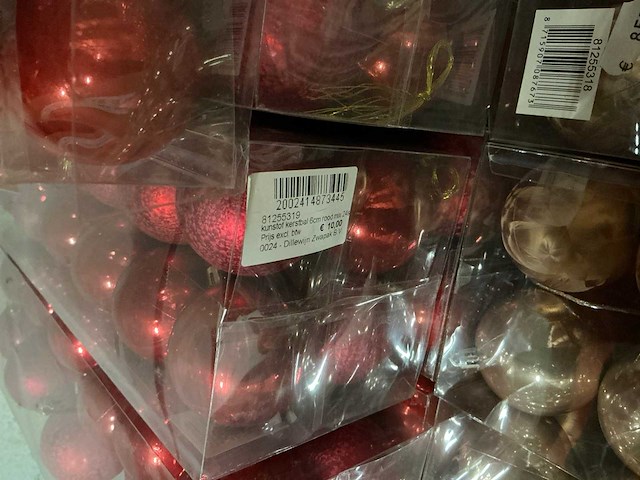 Partij diverse kunstofkerstballen 24/verpakking (36 verpakkingen.) - afbeelding 4 van  5