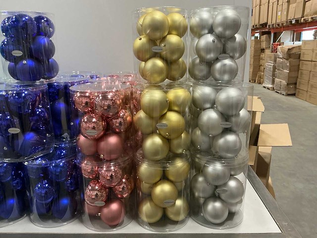 Partij diverse unbreakable&seamless kerstballen d10cm 9/tube (64 tubes) - afbeelding 6 van  11