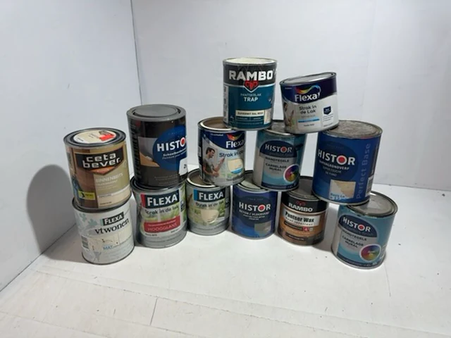 Partij diverse verfblikken - ca. 13 stuks histor, cetabever - afbeelding 1 van  4