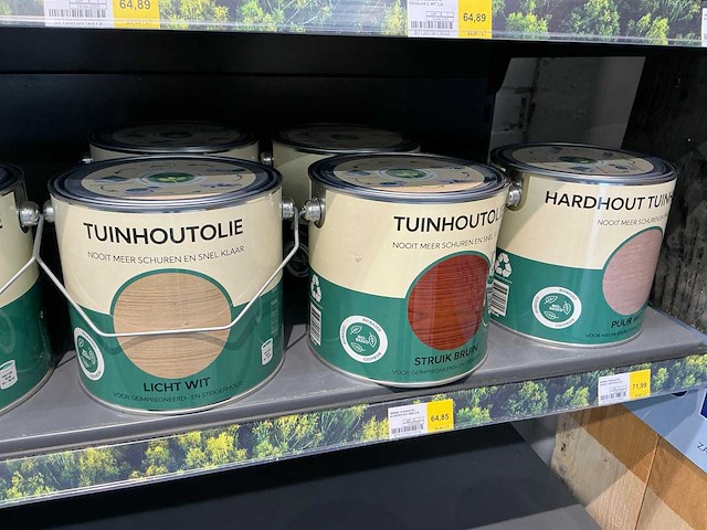 Partij diverse vlonder/meubel/bangkirai/douglas/hardhout tuinhoutolie (43x) - afbeelding 1 van  1