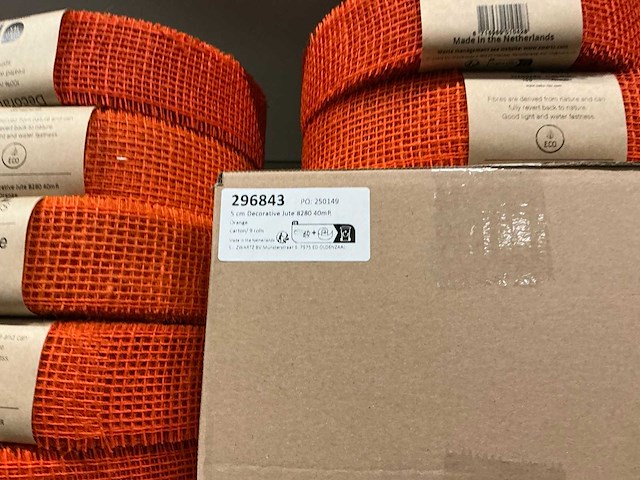 Partij diverse zwartz 5cm decoratieve jute 40mr (136x) - afbeelding 6 van  8
