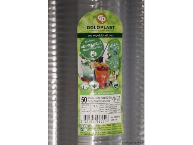 Partij diversen bestaande uit o.a. goldplast cocktail glazen, notitieblokken & papieren handdoeken - afbeelding 3 van  6