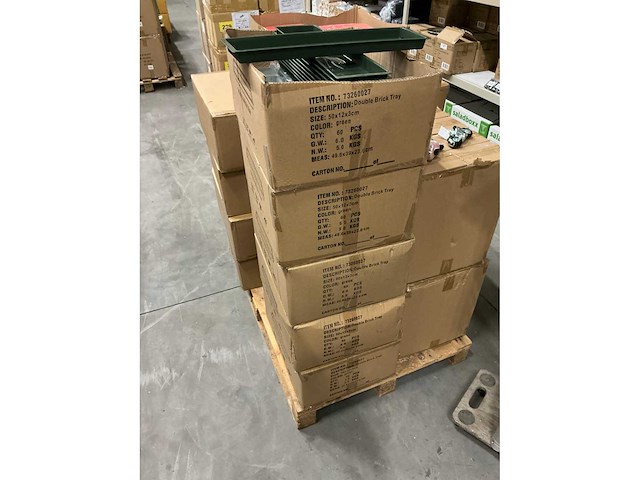 Partij double brick tray 50x12x3cm green (280x) - afbeelding 2 van  6