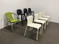 Partij eetkamerstoelen, barkrukken, tuinstoelen