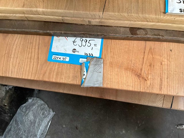 Partij eikenhouten tafelbladen met onderstellen - afbeelding 27 van  32