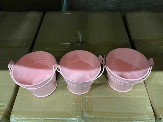 Partij emmers sevilla zinc ø9,6xh8cm pink gloss metal (810x) - afbeelding 5 van  6