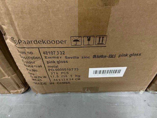 Partij emmers sevilla zinc ø9,6xh8cm pink gloss metal (810x) - afbeelding 6 van  6