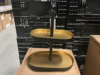 Partij etagère oval 2 layers h34cm black/gold (46x) - afbeelding 1 van  5