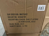 Partij etagère oval 2 layers h34cm black/gold (46x) - afbeelding 4 van  5