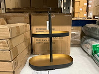 Partij etagères oval 2 layers h34cm black gold (36x) - afbeelding 1 van  3